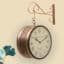 Rutvi Metal Vintage Double Sided Analog Station Wall Clock (Copper)