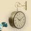 Rutvi Metal Vintage Double Sided Analog Station Wall Clock (Gold)