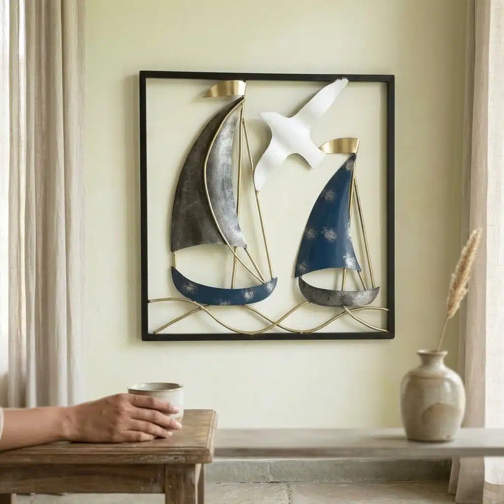 Metal Wall Art for Living Room – Ivy Boat 18x18 Wall Decor - Image 5