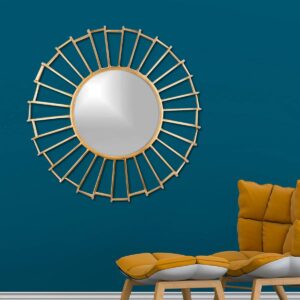 Gold Iren Round Wall Mirror Modern Design Metal Frame