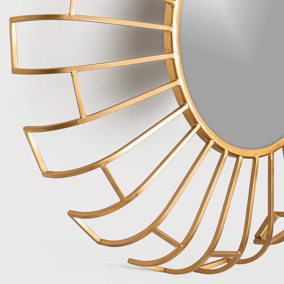 Gold Iren Round Wall Mirror Modern Design Metal Frame - Image 5