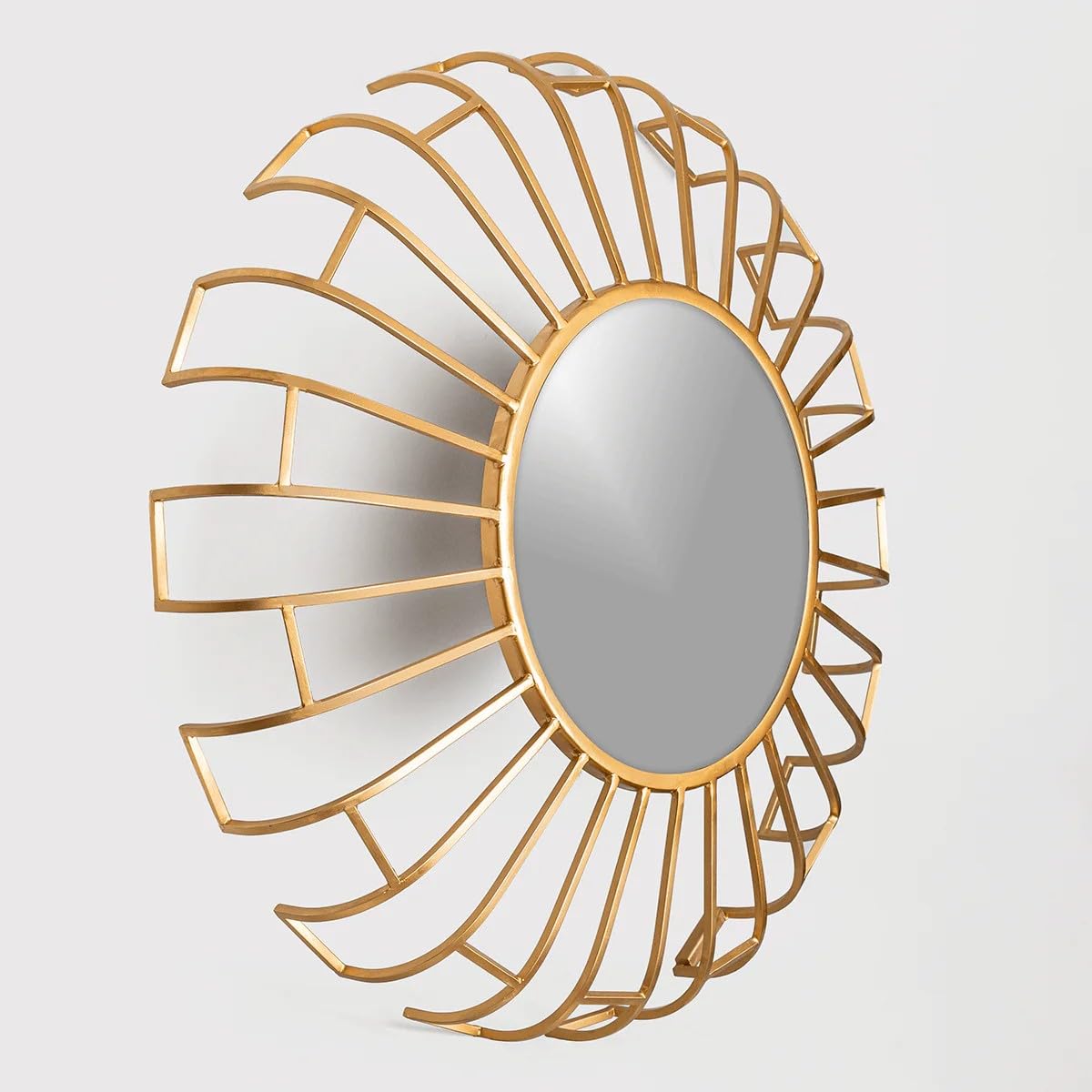 Gold Iren Round Wall Mirror Modern Design Metal Frame - Image 4
