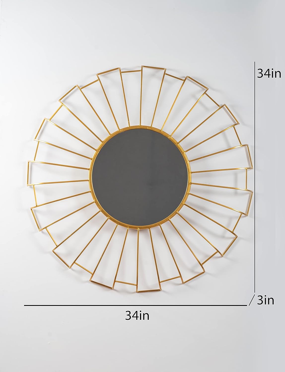 Gold Iren Round Wall Mirror Modern Design Metal Frame - Image 2