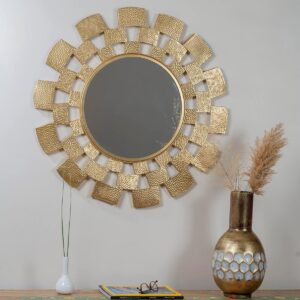 Gold Kavya Round Wall Mirror Modern Design Metal Frame