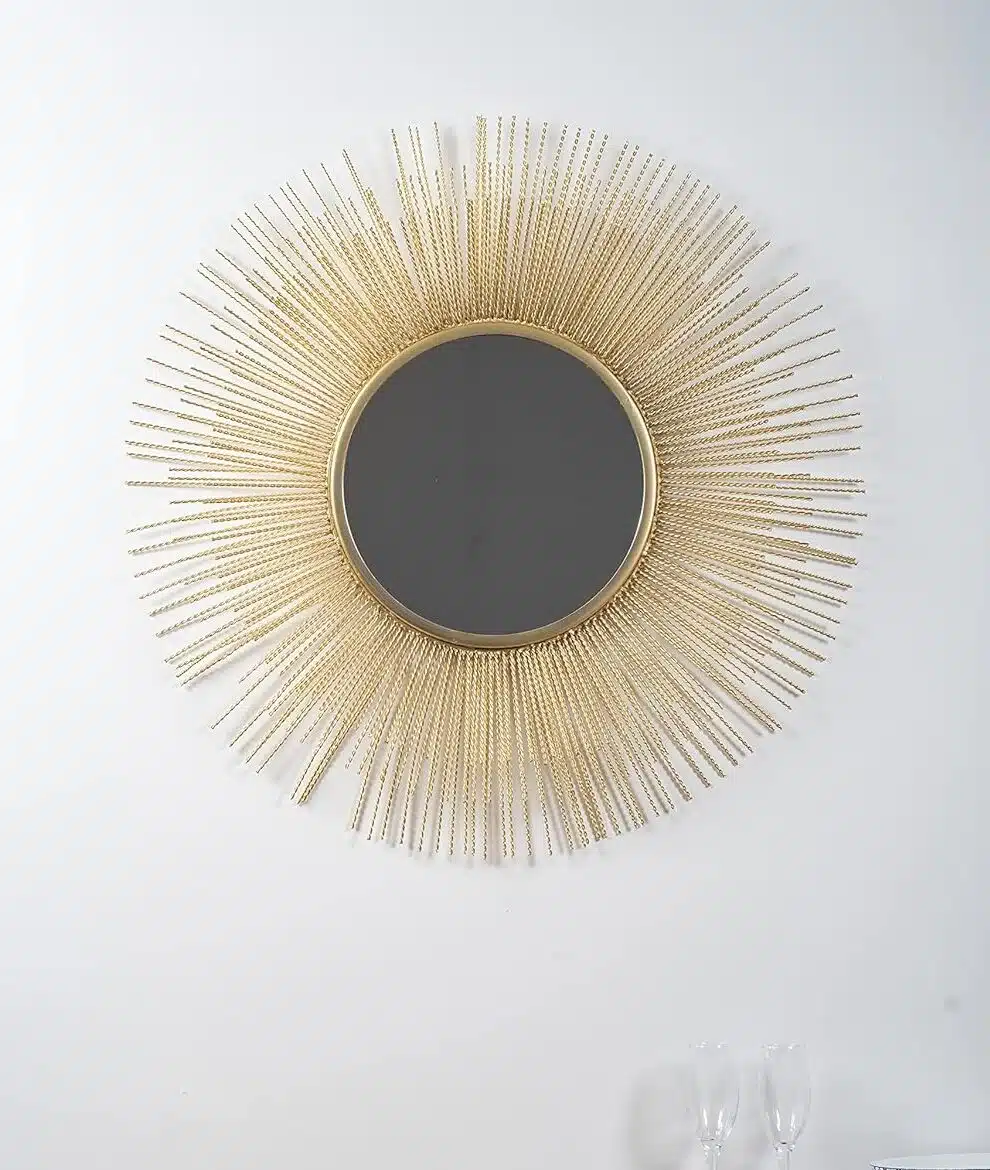 Gold CAMILLA Round Wall Mirror Modern Design Metal Frame
