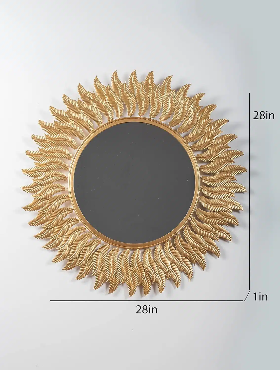 Gold Zeta Round Wall Mirror Modern Design Metal Frame - Image 5