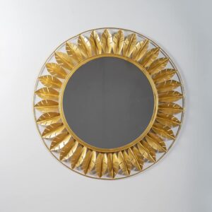 Gold Avena Round Wall Mirror Modern Design Metal Frame