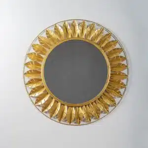 Gold Avena Round Wall Mirror Modern Design Metal Frame