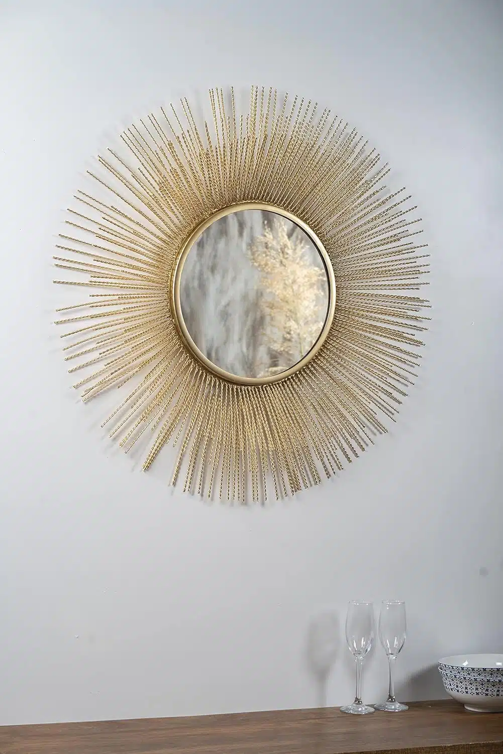 Gold CAMILLA Round Wall Mirror Modern Design Metal Frame - Image 2