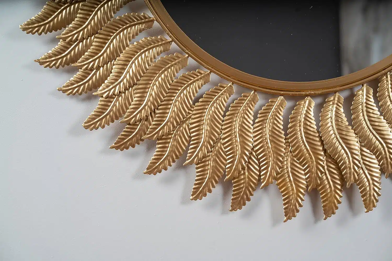 Gold Zeta Round Wall Mirror Modern Design Metal Frame - Image 2