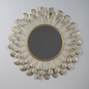 White & Gold Luisa Round Wall Mirror Modern Design Metal Frame