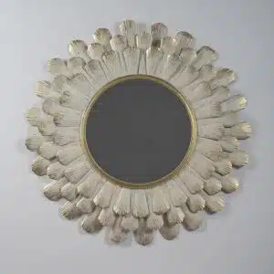 White & Gold Luisa Round Wall Mirror Modern Design Metal Frame