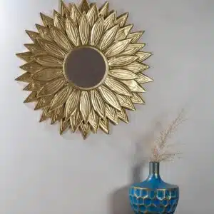 Gold Anise Round Wall Mirror Modern Design Metal Frame