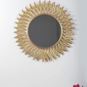 Gold Zeta Round Wall Mirror Modern Design Metal Frame