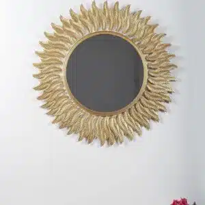Gold Zeta Round Wall Mirror Modern Design Metal Frame