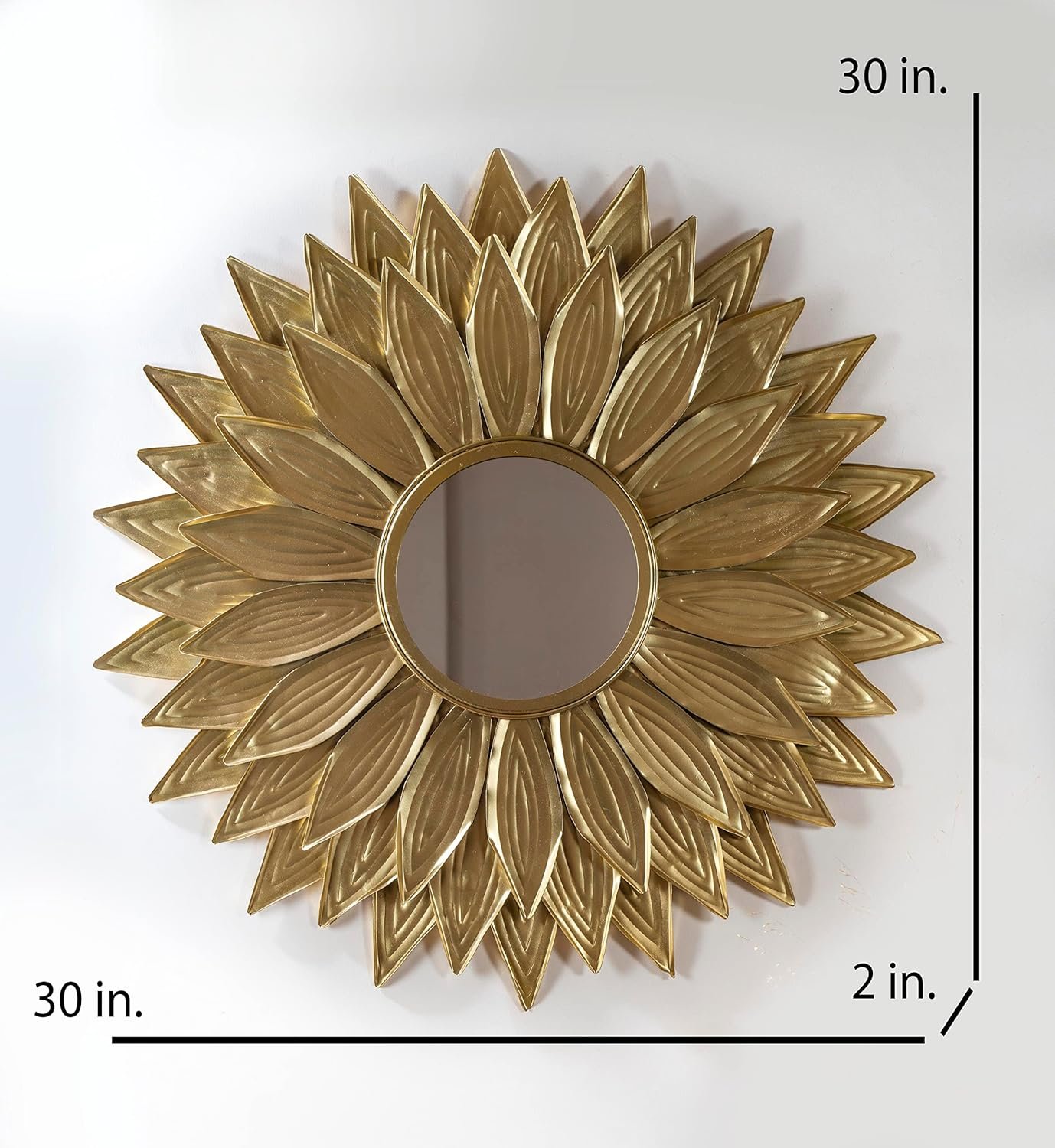 Gold Anise Round Wall Mirror Modern Design Metal Frame - Image 2