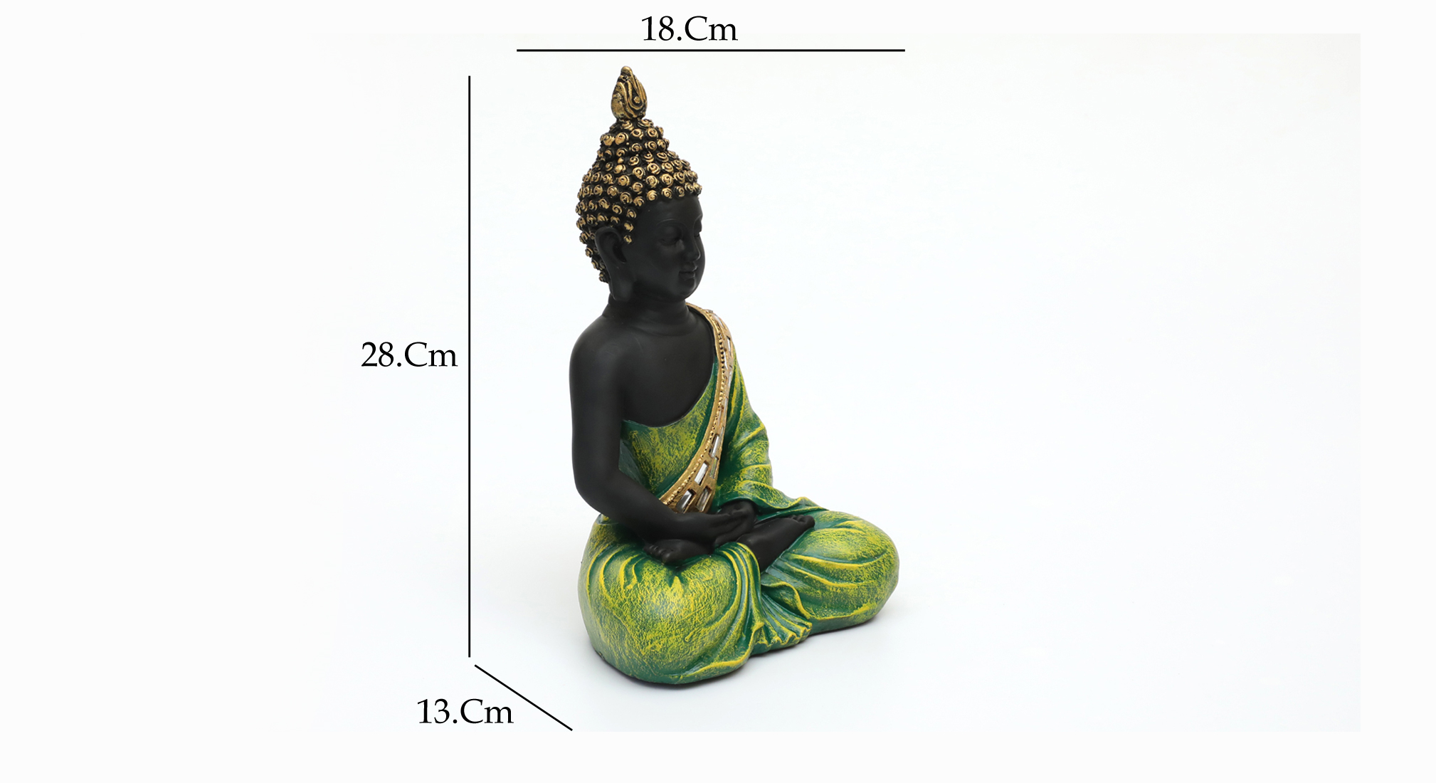 Polyresin Myat Buddha God Idol Showpiece Figurine Table Decor (Green) - Image 2