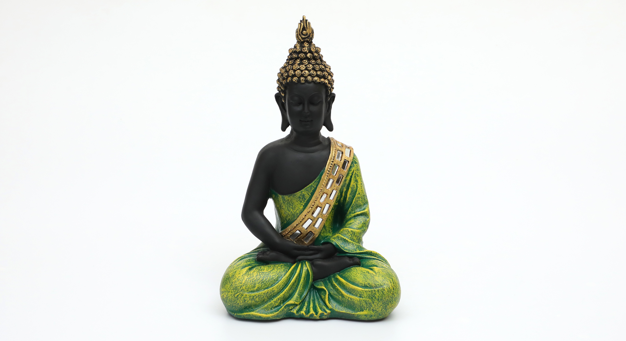 Polyresin Myat Buddha God Idol Showpiece Figurine Table Decor (Green) - Image 3