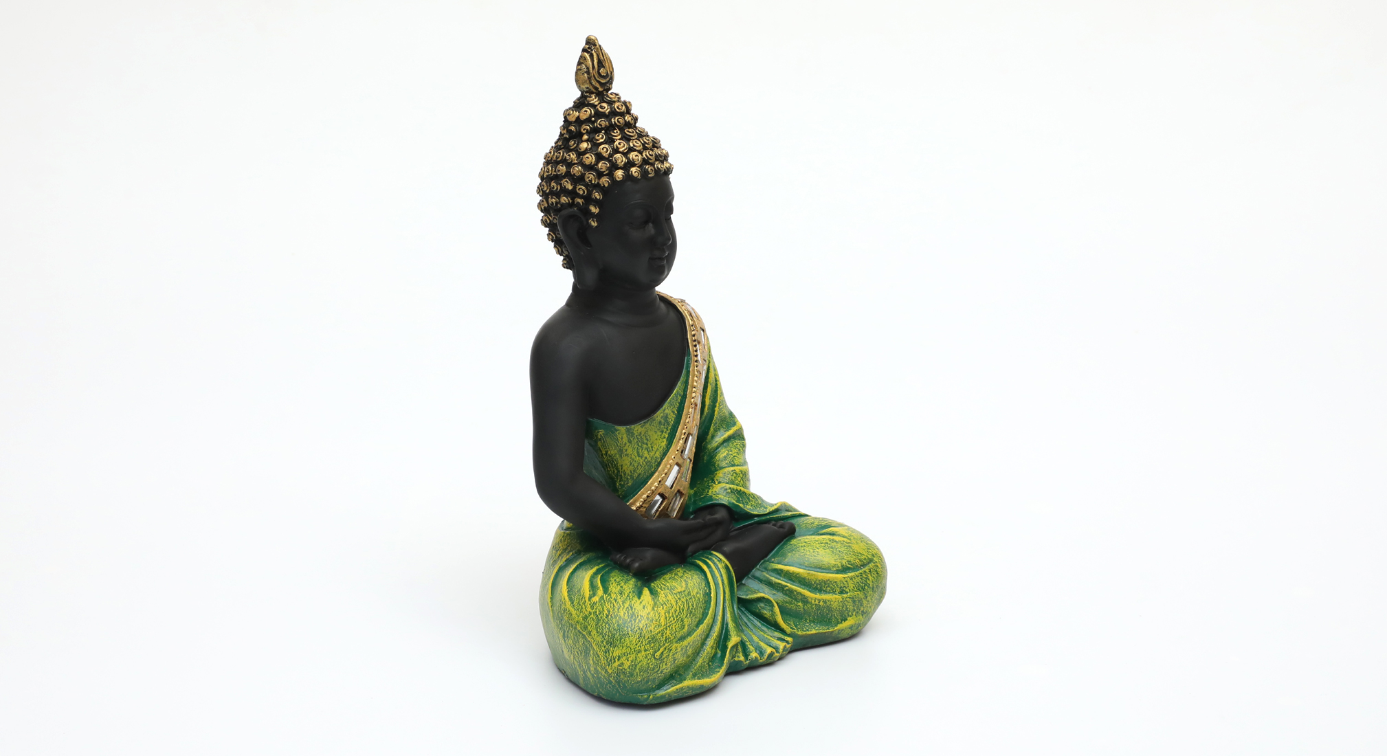 Polyresin Myat Buddha God Idol Showpiece Figurine Table Decor (Green) - Image 4