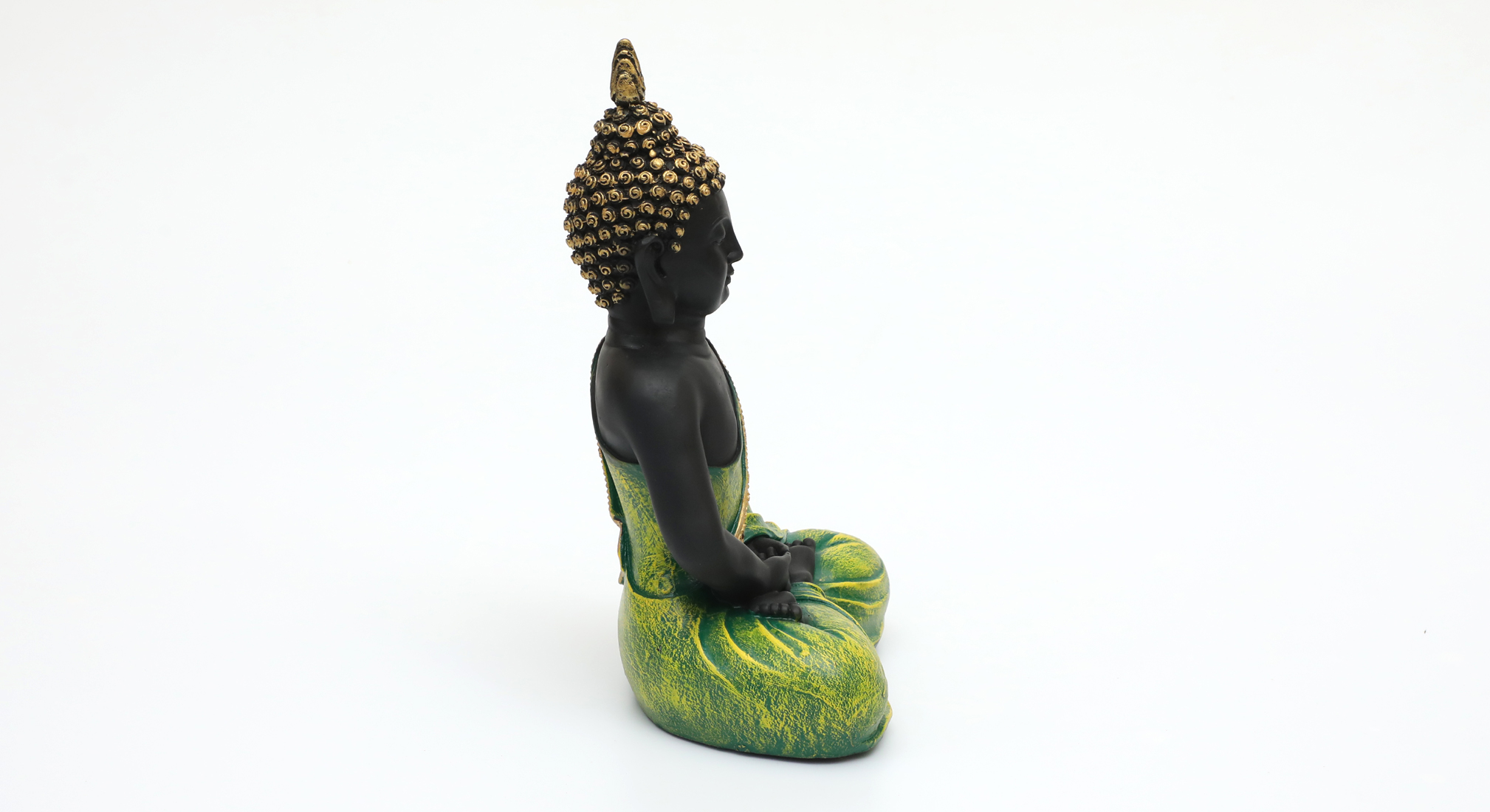 Polyresin Myat Buddha God Idol Showpiece Figurine Table Decor (Green) - Image 5