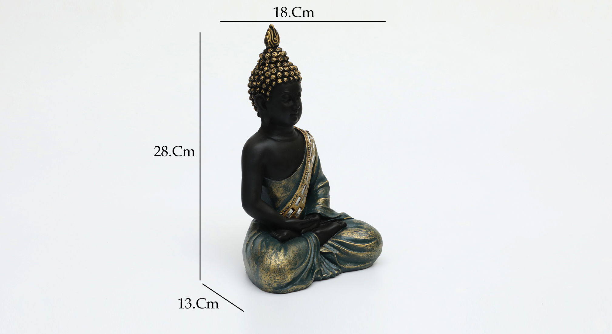 Polyresin Myat Buddha God Idol Showpiece Figurine Table Decor (Grey) - Image 2