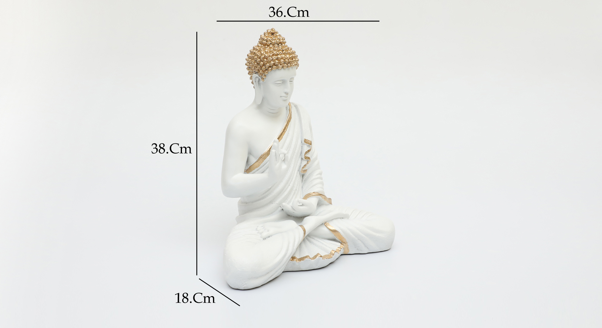 Polyresin Ory Buddha God Idol Showpiece Figurine Table Decor (White) - Image 2