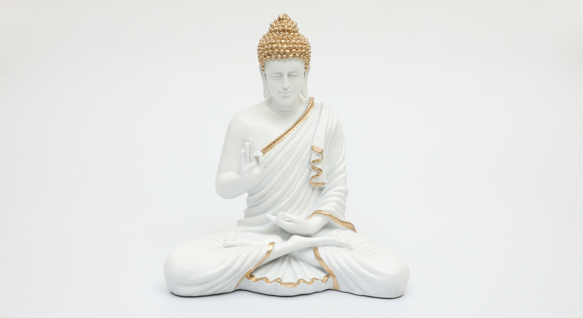 Polyresin Ory Buddha God Idol Showpiece Figurine Table Decor (White) - Image 3