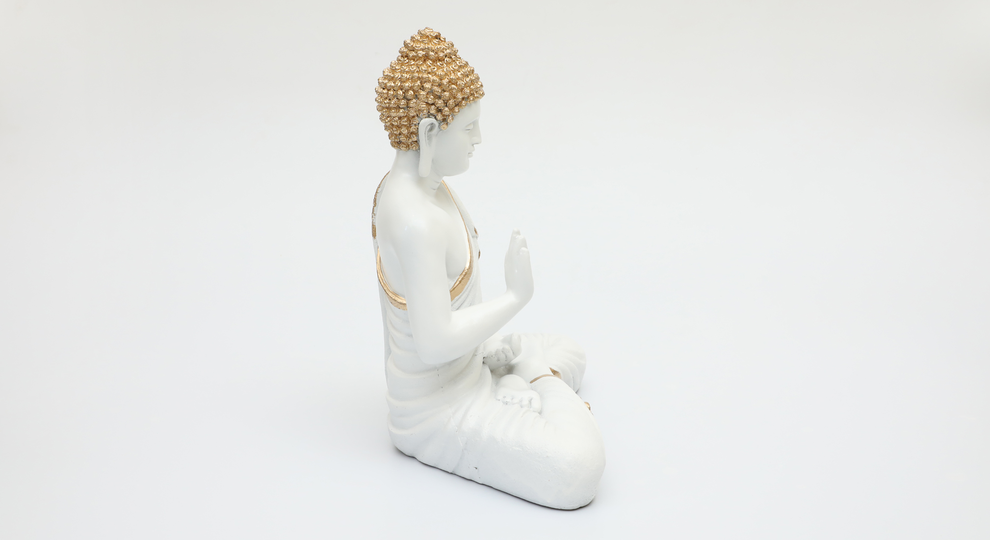 Polyresin Ory Buddha God Idol Showpiece Figurine Table Decor (White) - Image 5