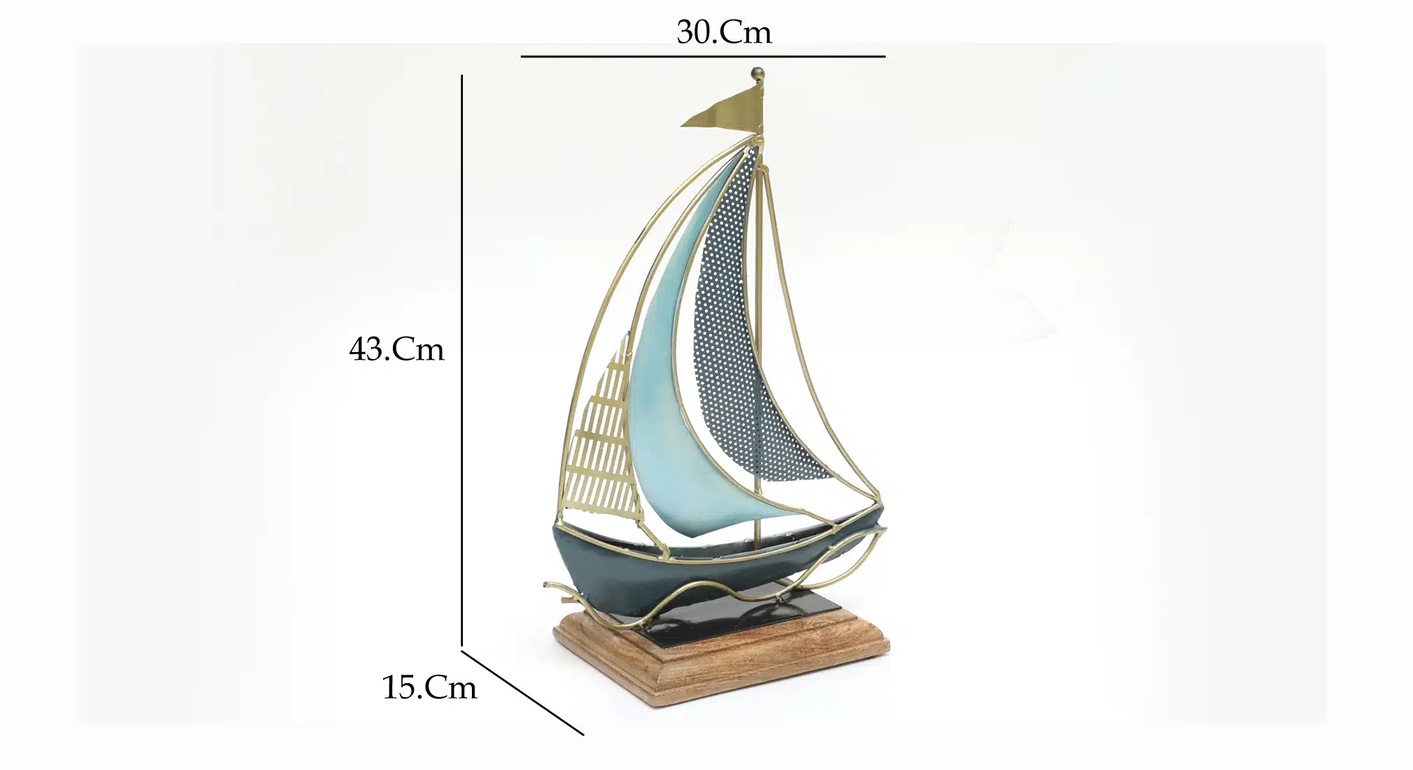 Vedas Exports Metal & Wood Boat Ship Showpiece for Home Decor – Table Decor Item for Living Room, Office Desk, Bedroom – Decorative Ship Model Gift Item (12 x 17 Inch) - Image 6