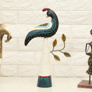 Handpainted Metal & Ceramic Aster Bird Table Decor Showpiece