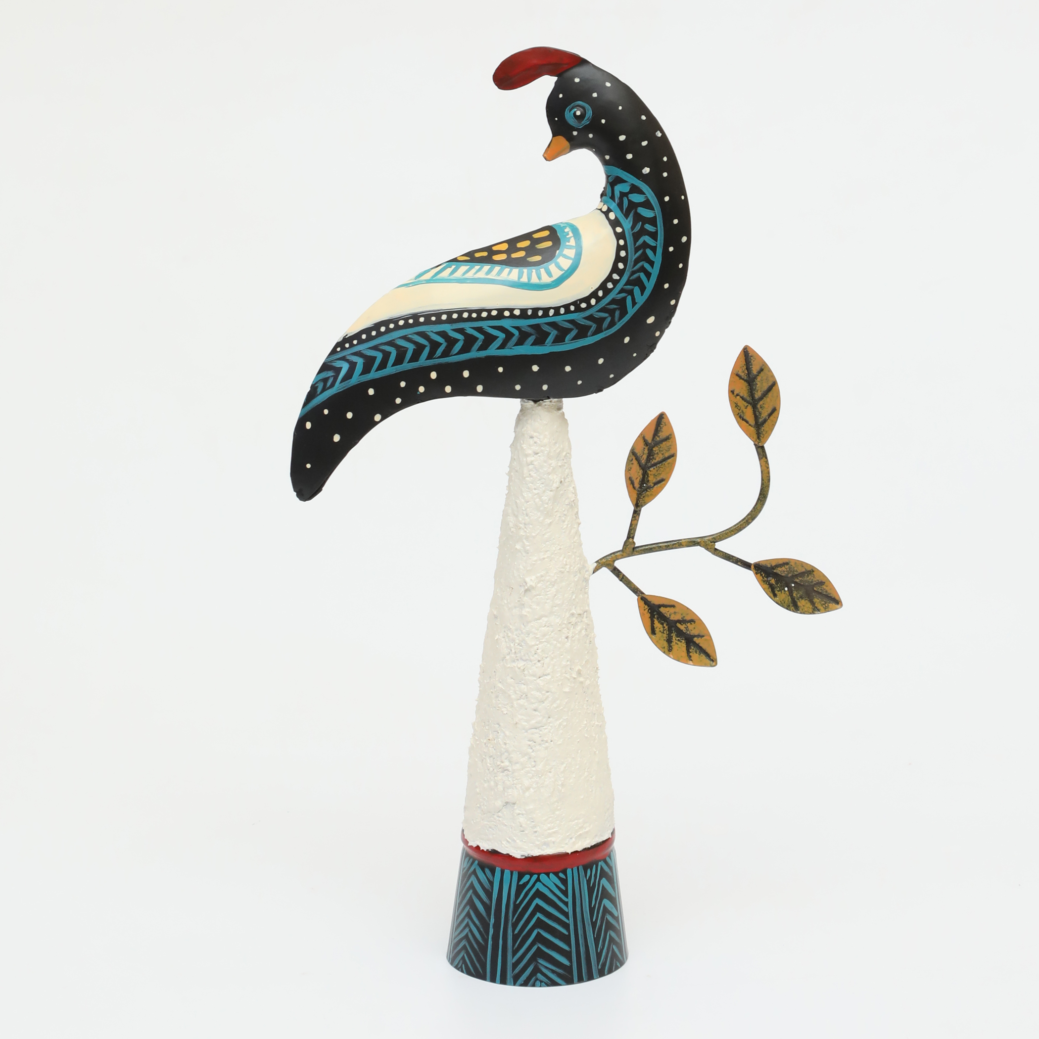 Handpainted Metal & Ceramic Aster Bird Table Decor Showpiece - Image 3