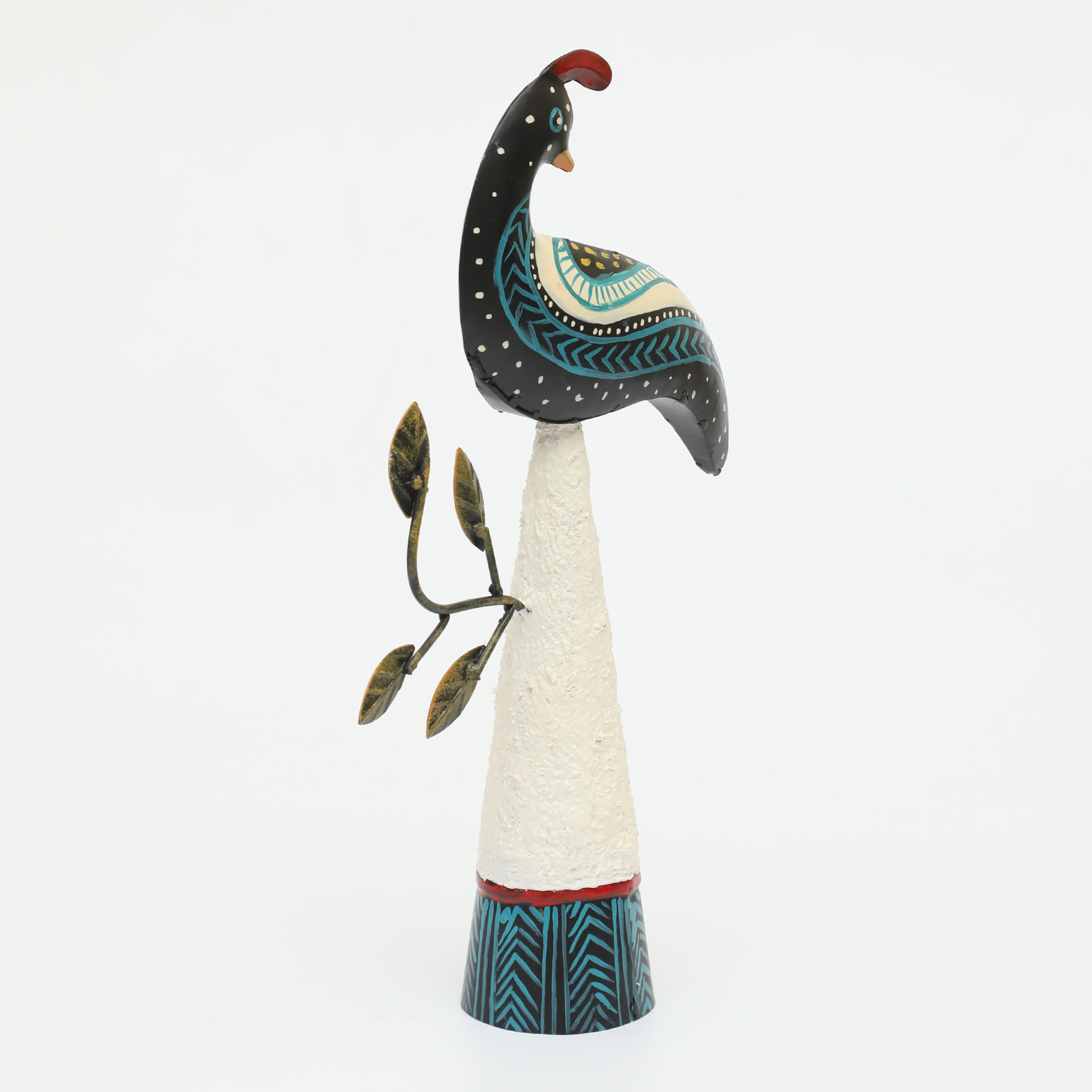 Handpainted Metal & Ceramic Aster Bird Table Decor Showpiece - Image 4