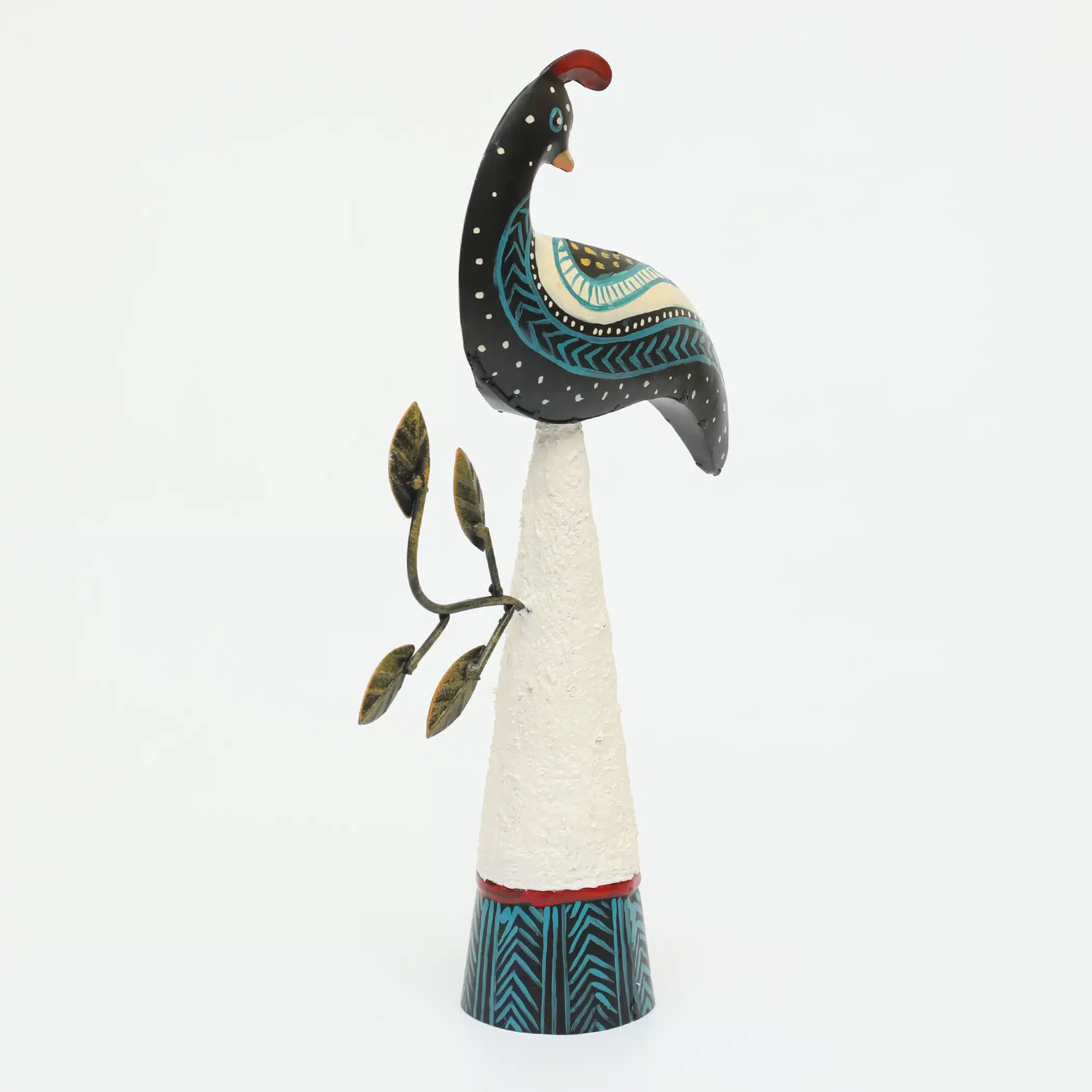 Handpainted Metal & Ceramic Aster Bird Table Decor Showpiece - Image 4