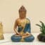 Meditating Buddha Idol - Revata Flower Blue Polyresin Statue