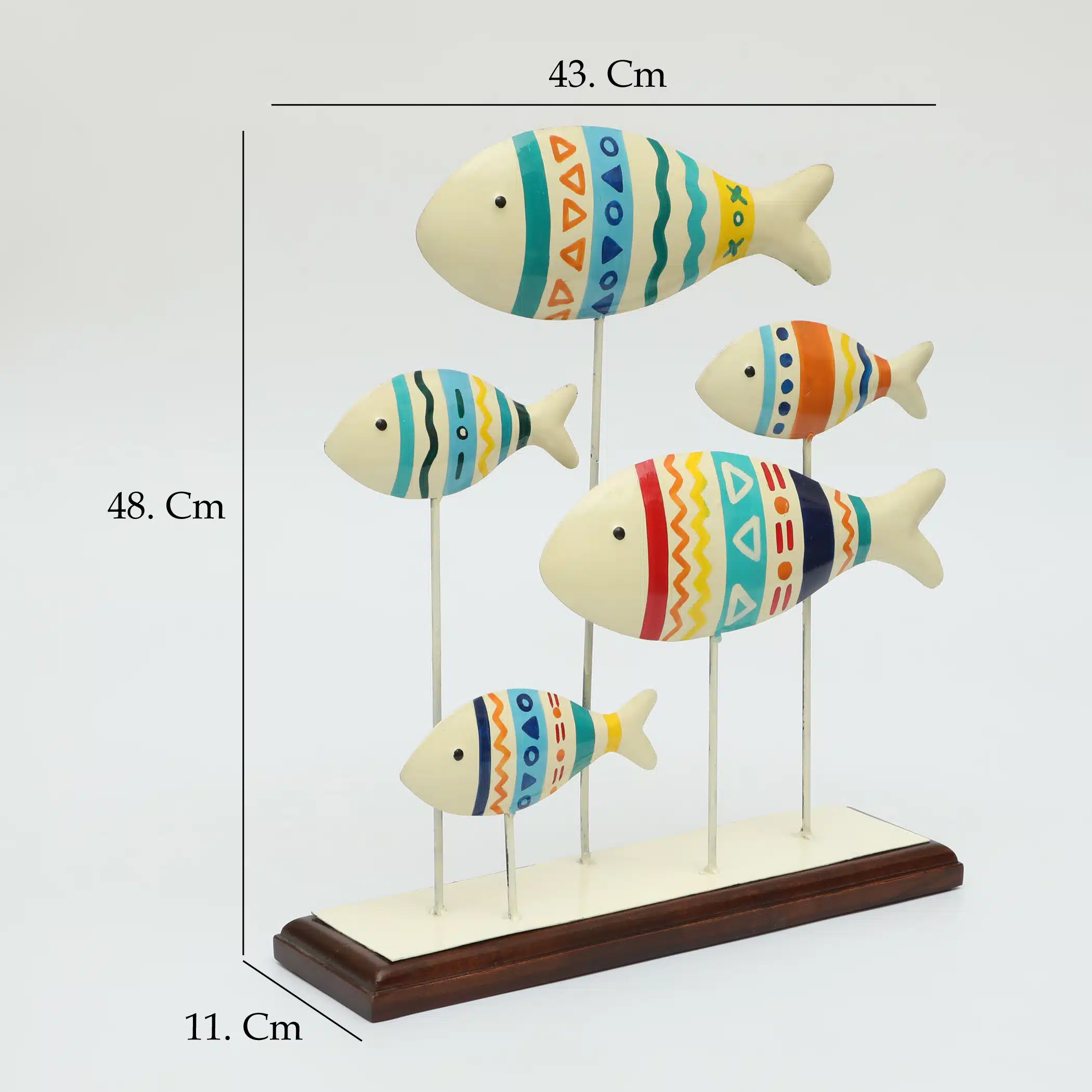 Wooden Fish Showpiece | Suki Metal & Wood Fish Table Decor - Image 3