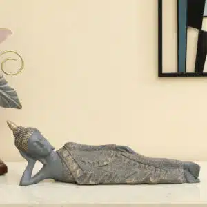 Polyresin Aum thinking Buddha Figurine Table Decor (Grey)