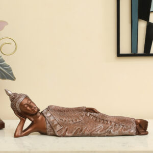 Polyresin Aum thinking Buddha Figurine Table Decor (Mettalic Gold)