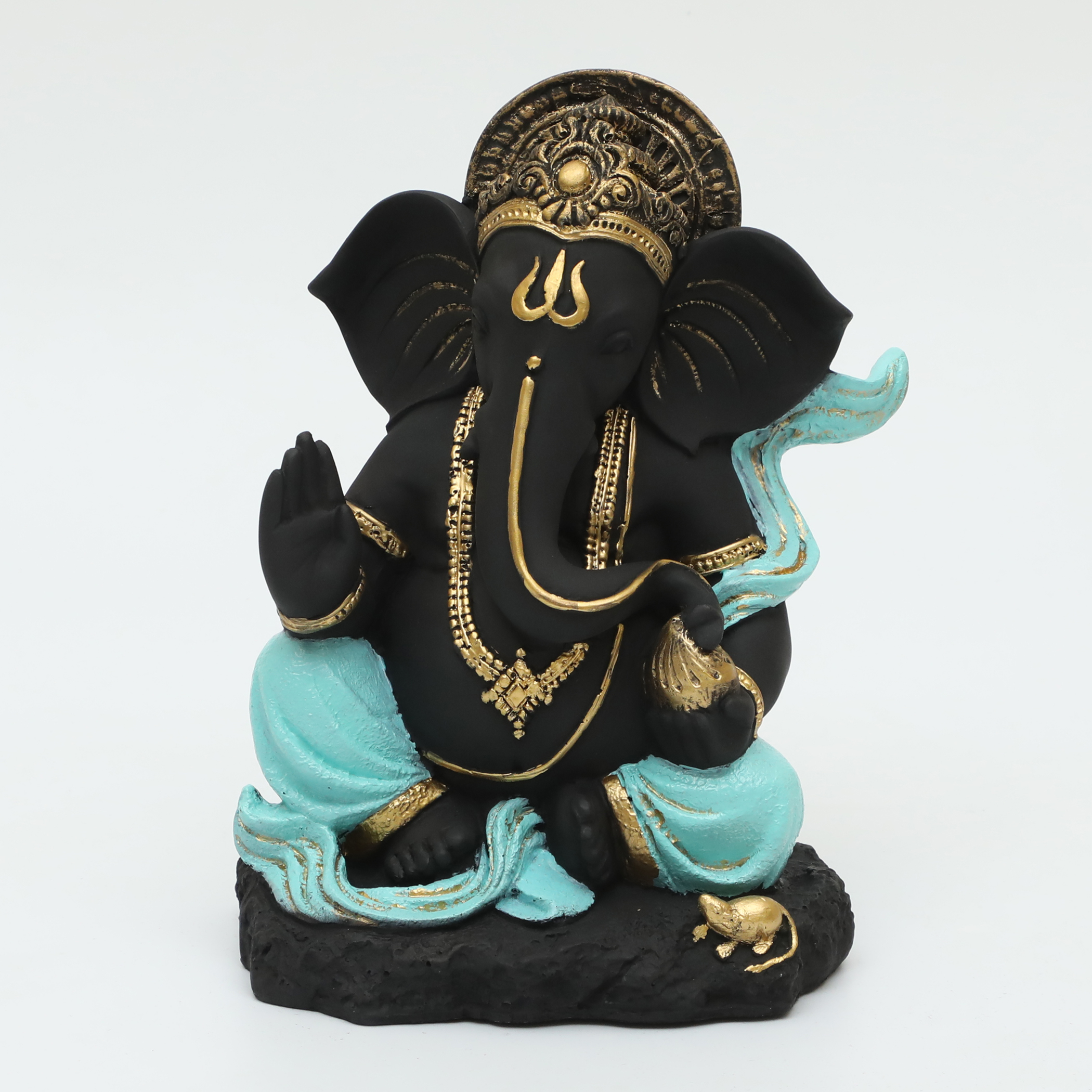 Polyresin Parv Ganesha God Idol Figurine Table Decor (Blue) - Image 3