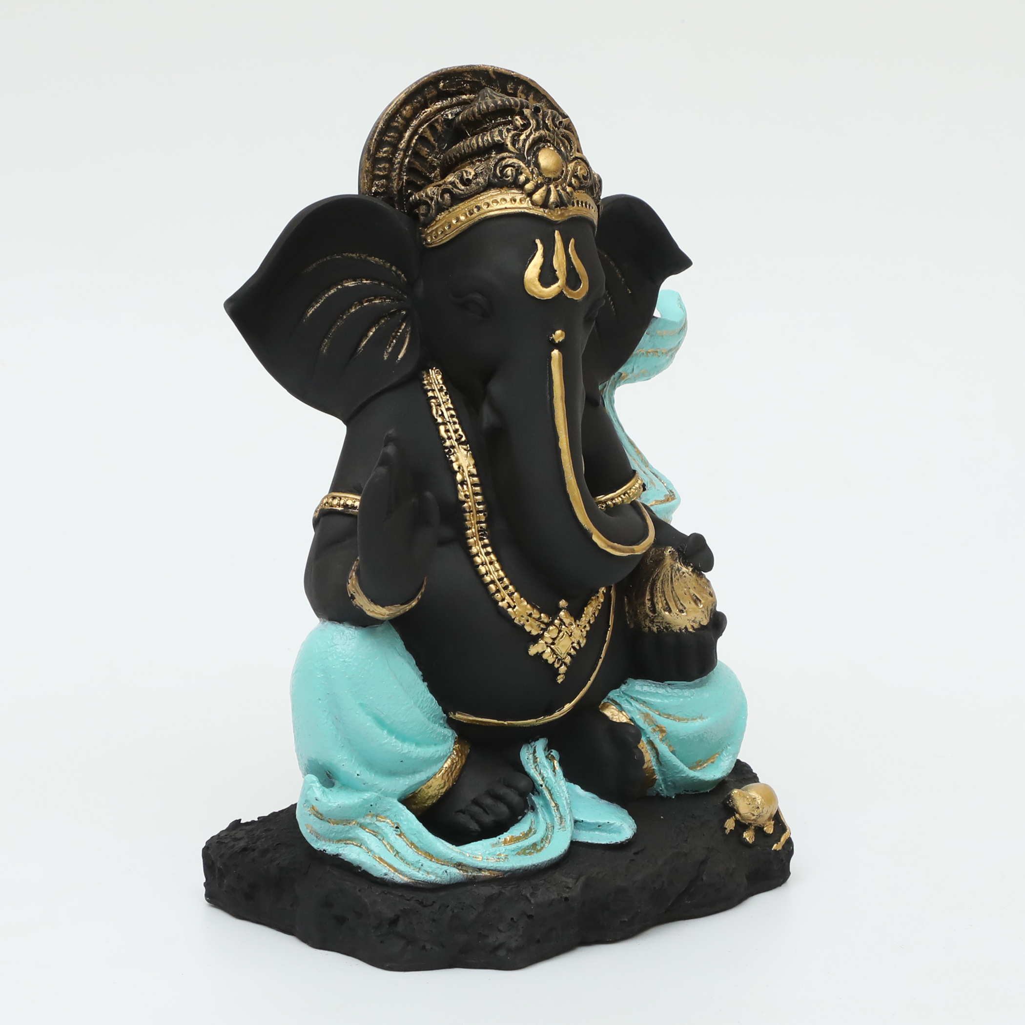 Polyresin Parv Ganesha God Idol Figurine Table Decor (Blue) - Image 4
