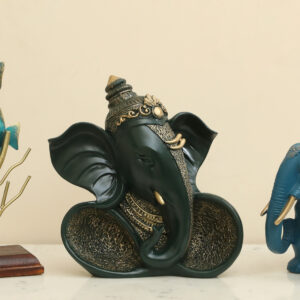 Polyresin Gokul Ganesha Showpiece God Idol Figurine Table Decor (Green)