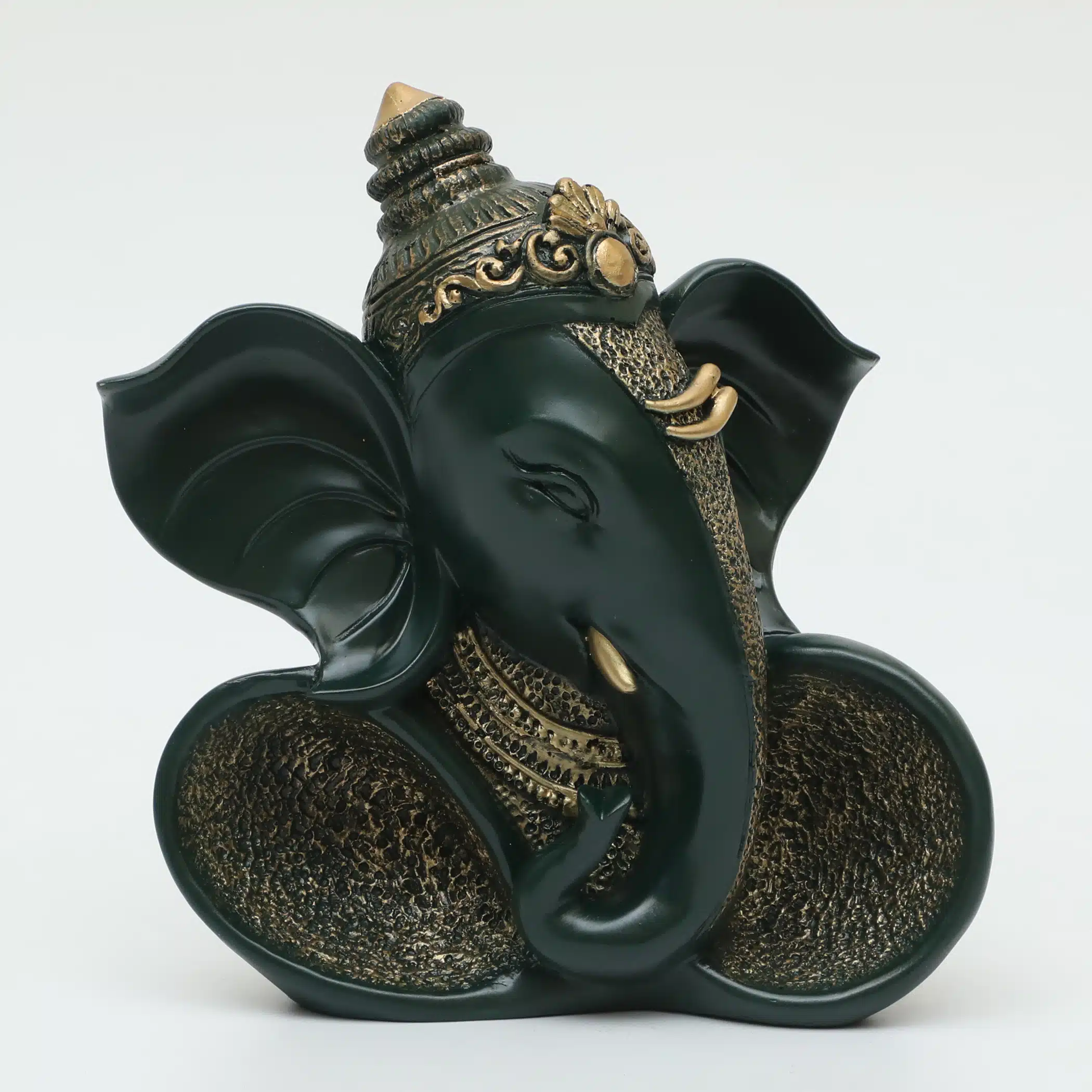 Polyresin Gokul Ganesha Showpiece God Idol Figurine Table Decor (Green) - Image 3