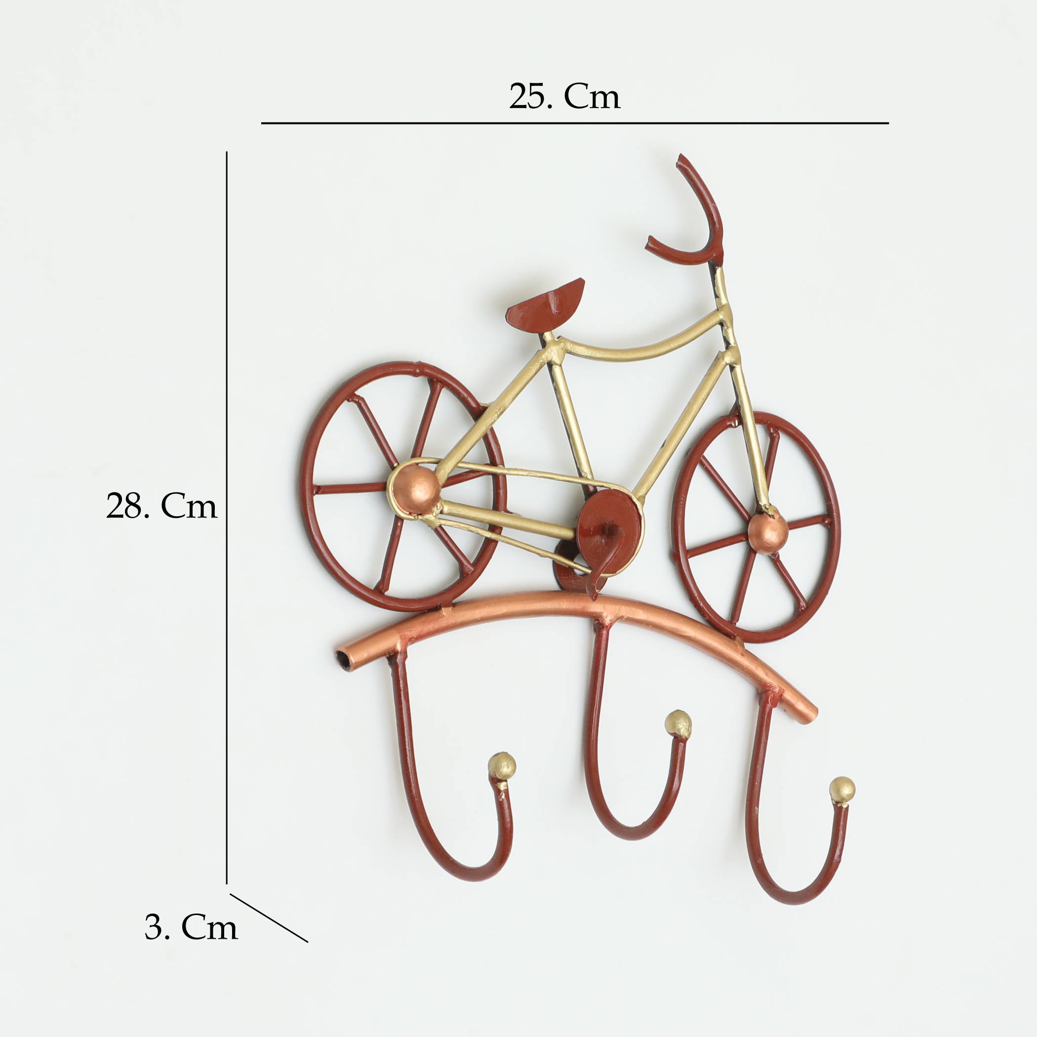 Firo Cycle Metal Wall Hooks for Keys | 3-Hook Holder - Image 2