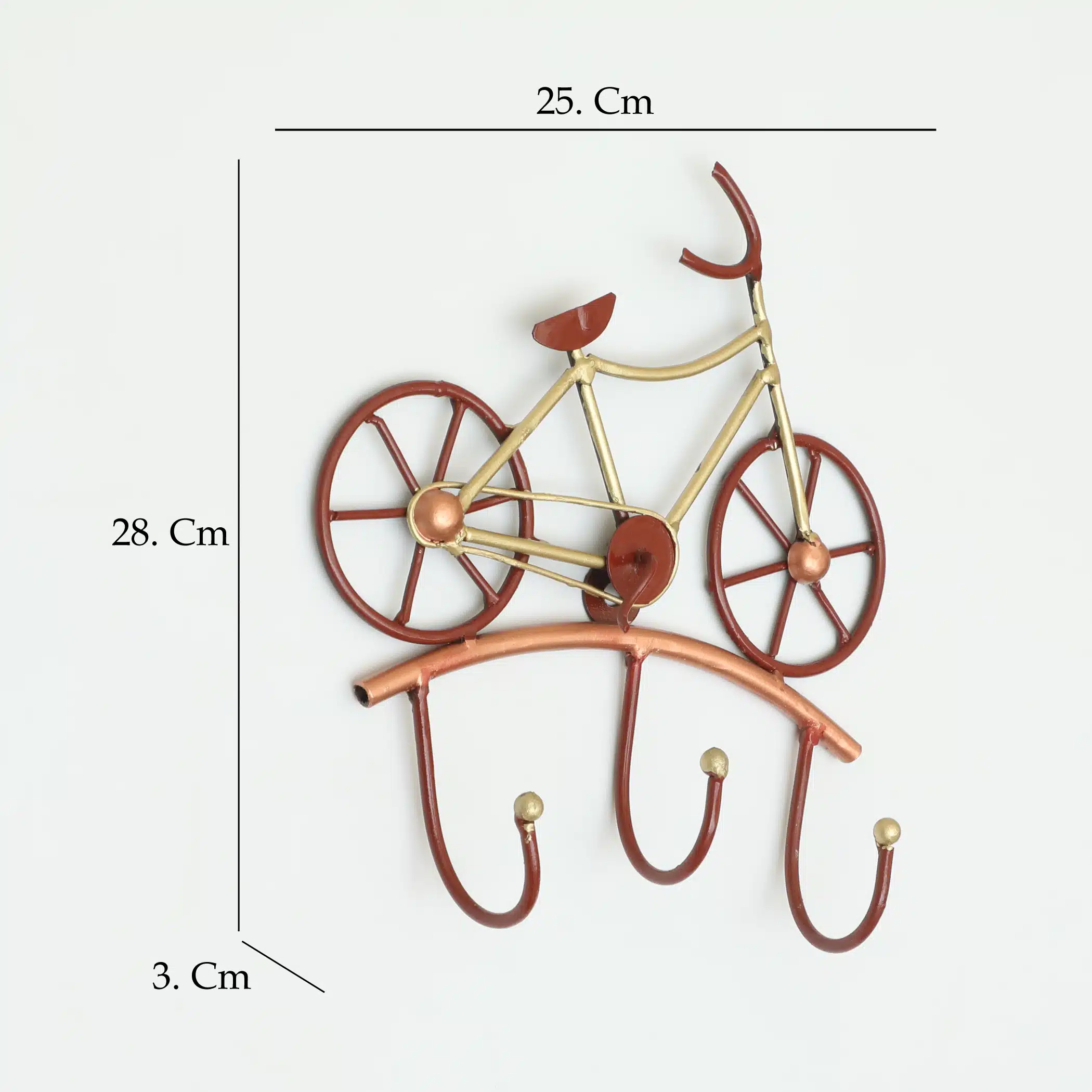 Firo Cycle Metal Wall Hooks for Keys | 3-Hook Holder - Image 2