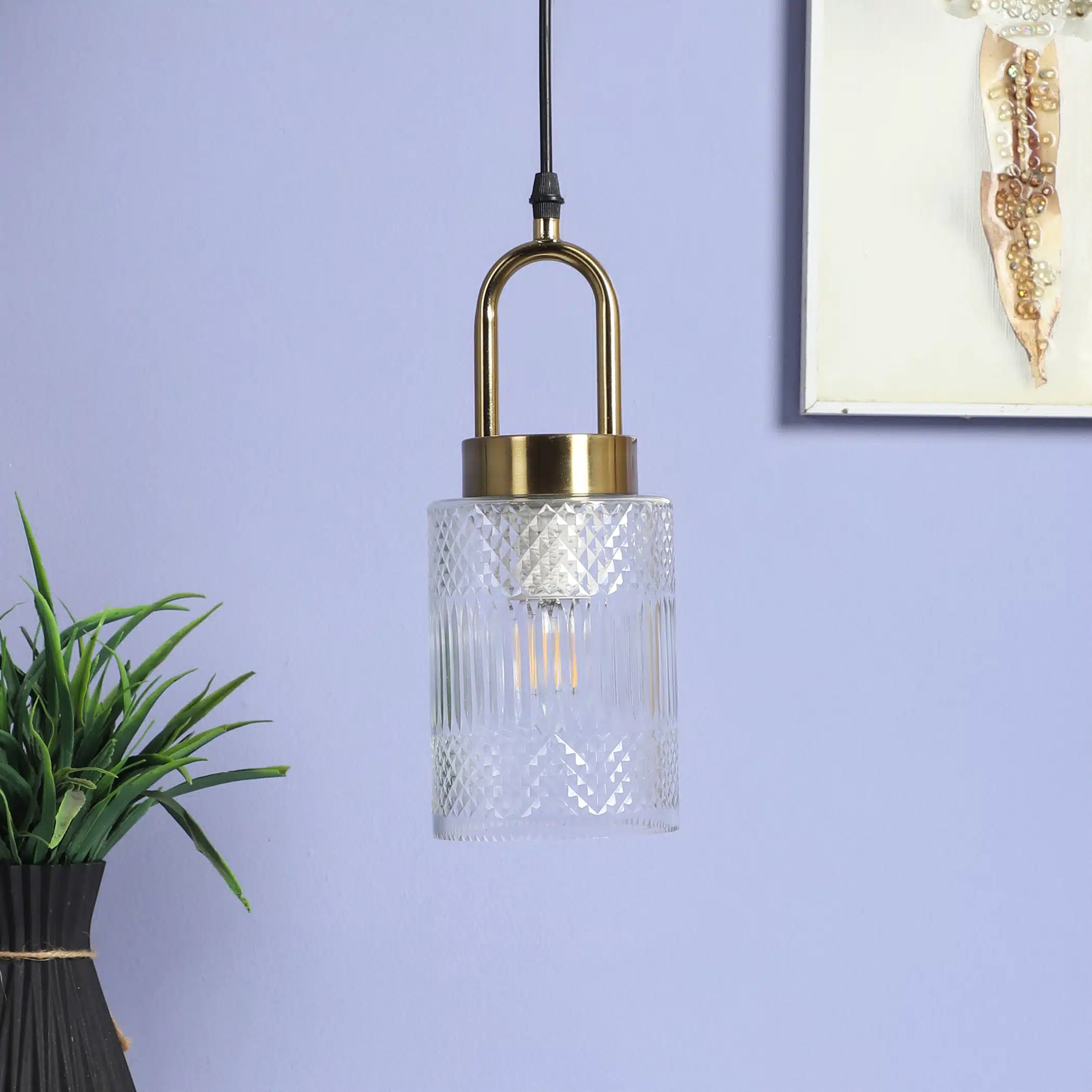 Crystal Symphony Pendant Lamp - Textured Glass Ceiling Hanging Light