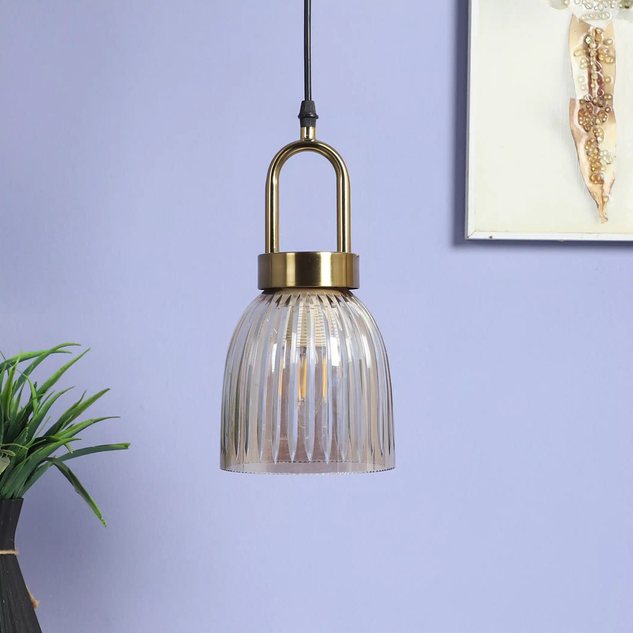 Aurora Ribbed Glass Pendant Lamp - Fluted Hanging Ceiling Light