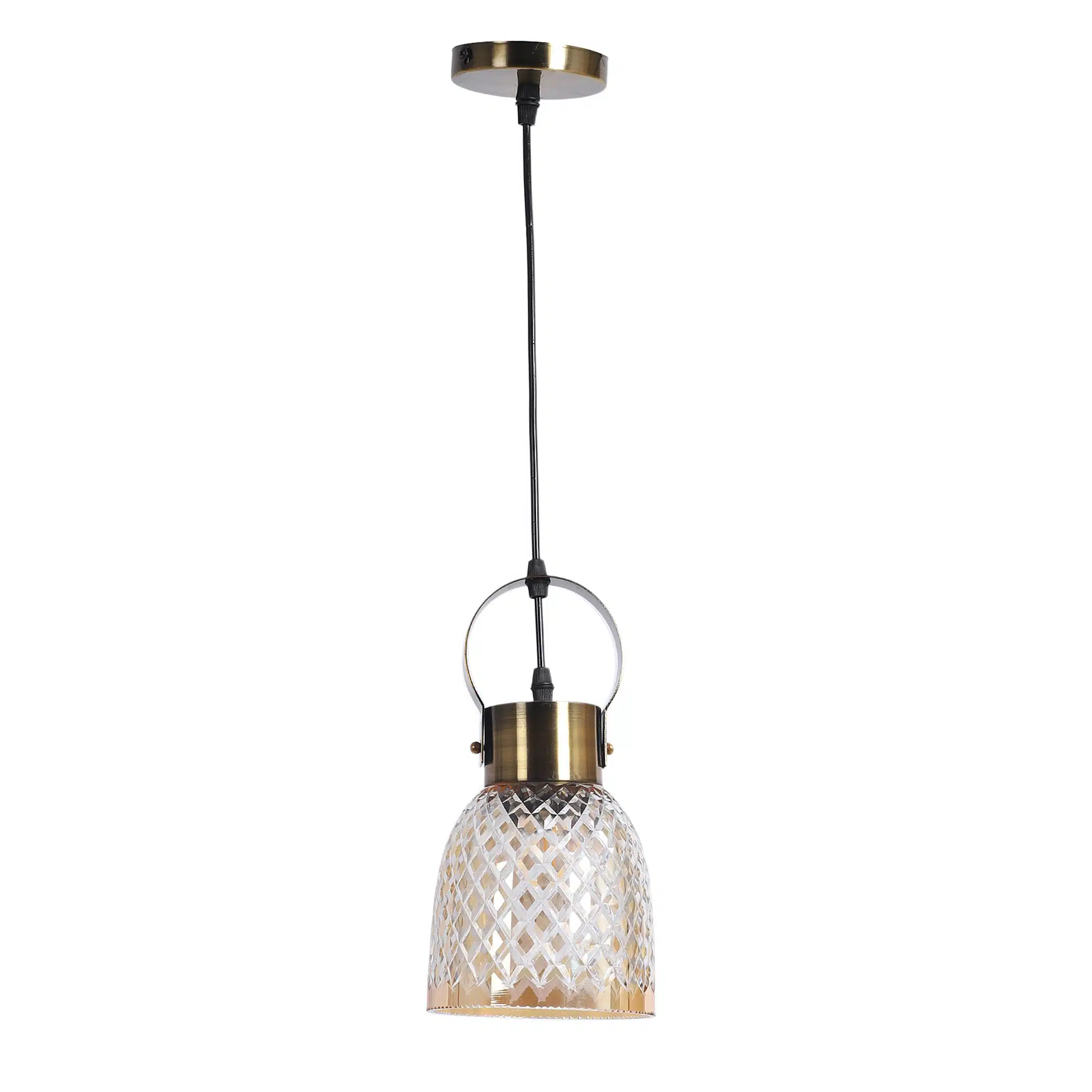 Crystal Lattice Glass Pendant Lamp - Diamond Cut Hanging Ceiling Light - Image 6
