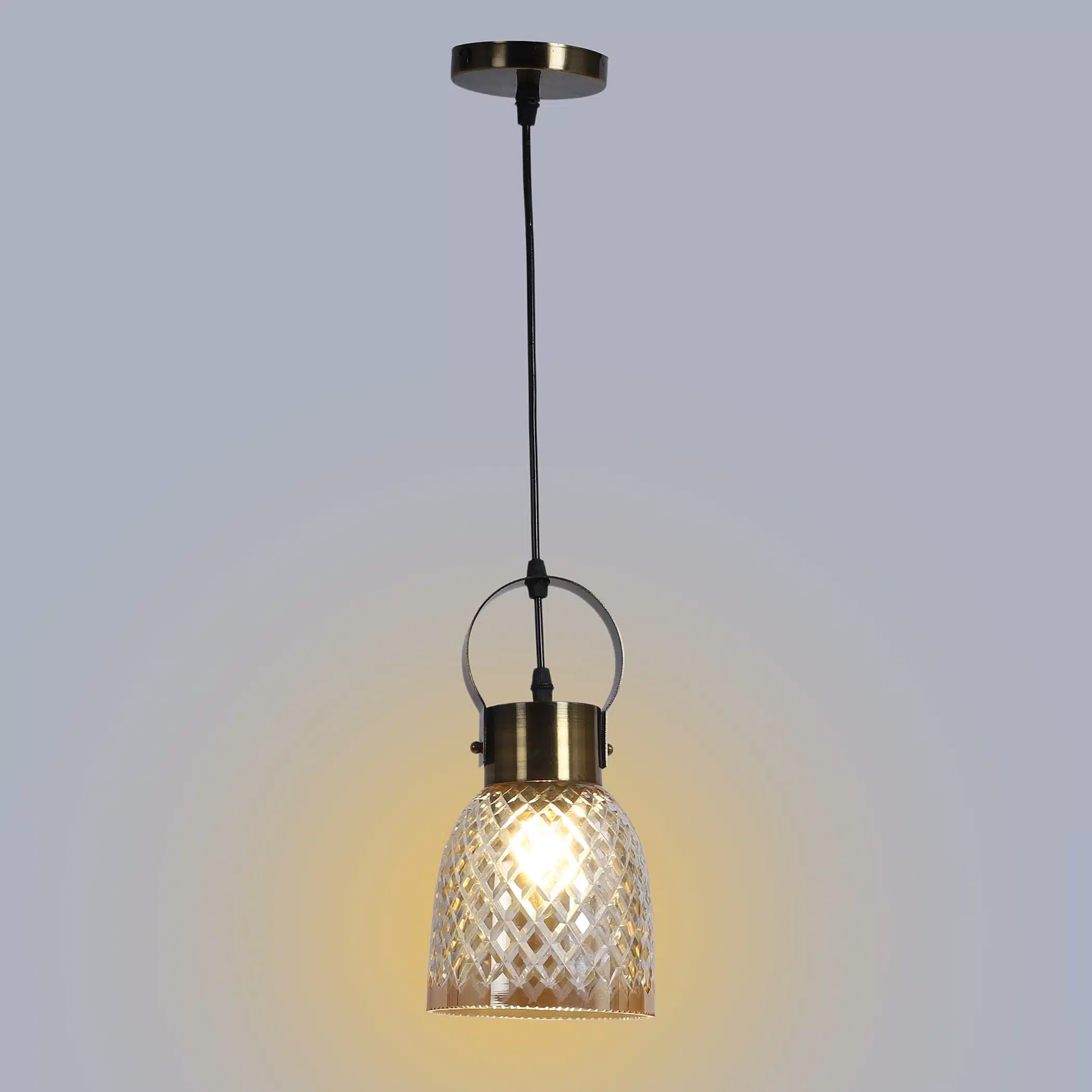 Crystal Lattice Glass Pendant Lamp - Diamond Cut Hanging Ceiling Light - Image 7