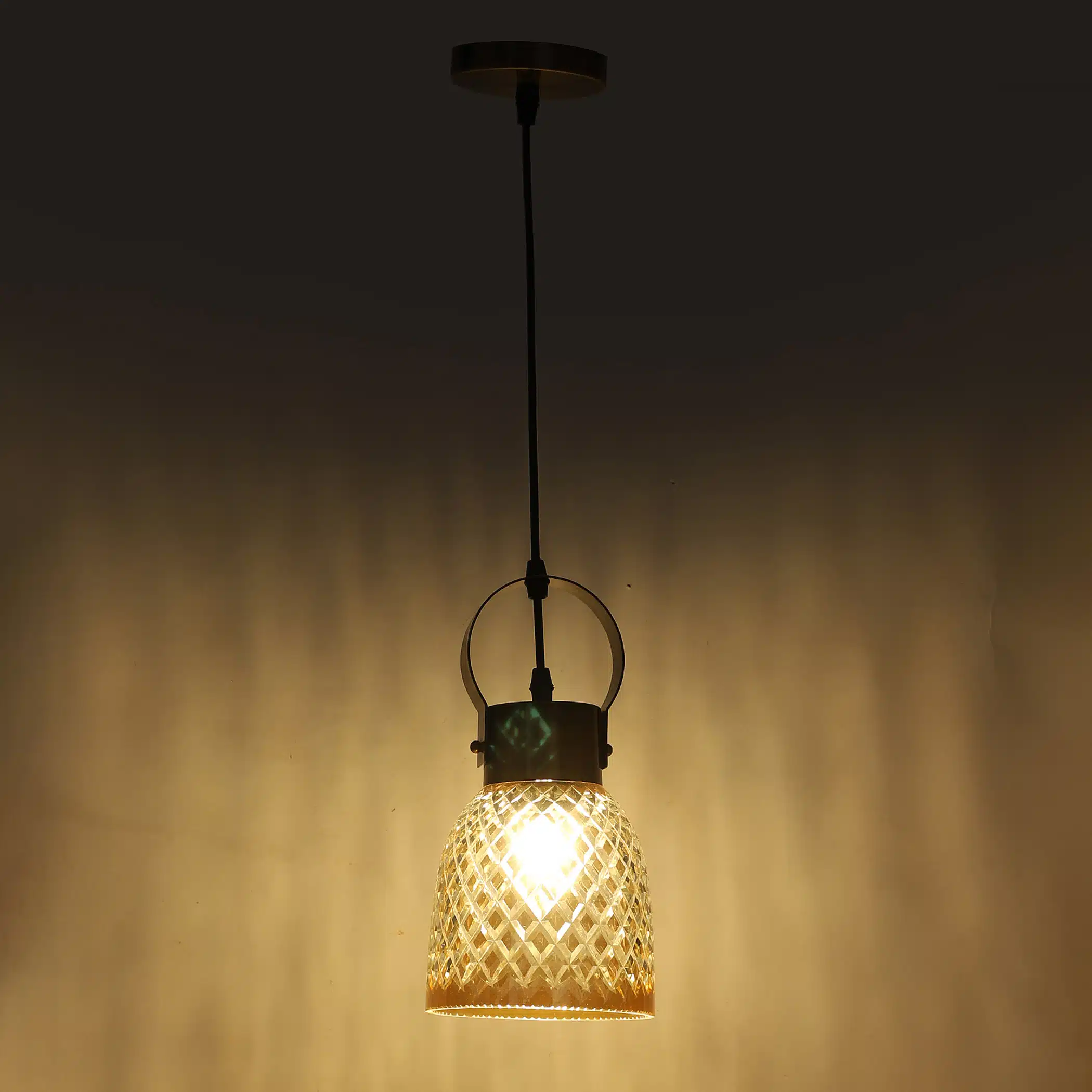 Crystal Lattice Glass Pendant Lamp - Diamond Cut Hanging Ceiling Light - Image 5