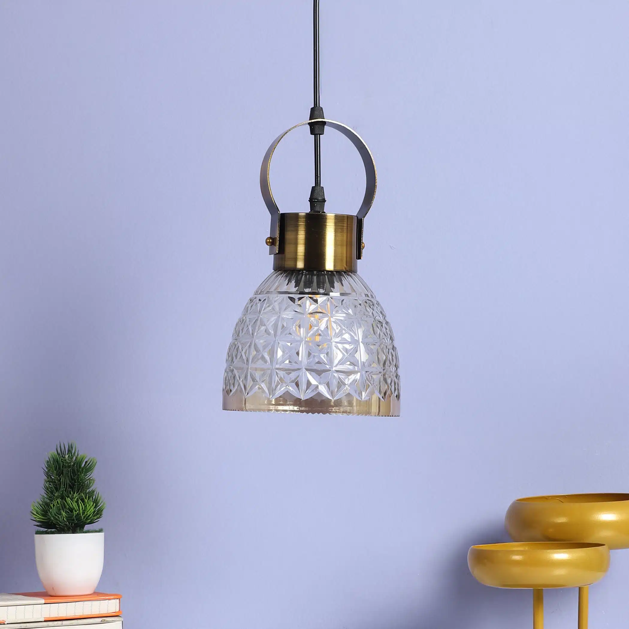Crystal Bloom Pendant Lamp - Faceted Glass Hanging Ceiling Light