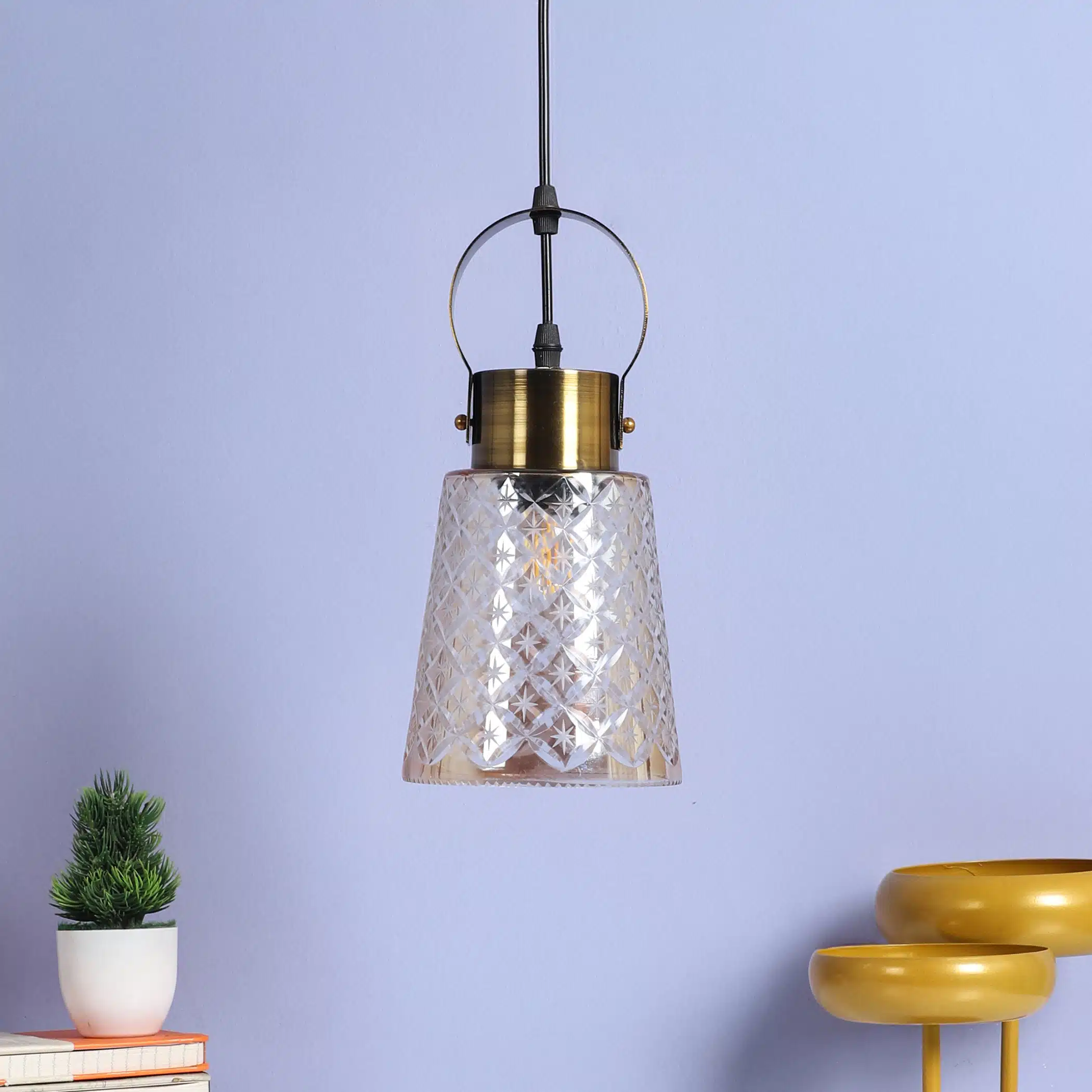 Starlight Crystal Pendant Lamp - Diamond-Cut Glass Ceiling Light